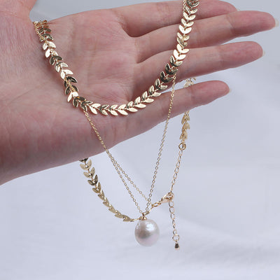 Trendy Jewelry Gold Plated Chain Fashion Custom Shape Heart Star Moon Freshwater Pearl Pendant Necklace