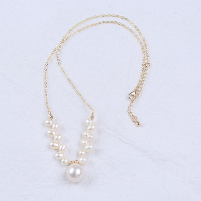Trendy Jewelry Gold Plated Chain Fashion Custom Shape Heart Star Moon Freshwater Pearl Pendant Necklace