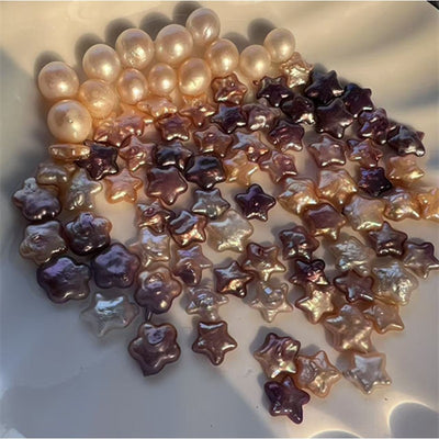 【Five-Pointed Star Pearl Clam】 Natural Five-Pointed Star Pearl Clams Opened Live! Guaranteed 2 Pearls per Clam Unique Star-Shaped Baroque Pearls DIY Earrings & Jewelry